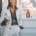 White Men's Suits Single Breasted  Notched Lapel Casual Man Set Prom Evening Party Loose Fit 2 Pieces Jacket Pants Customized