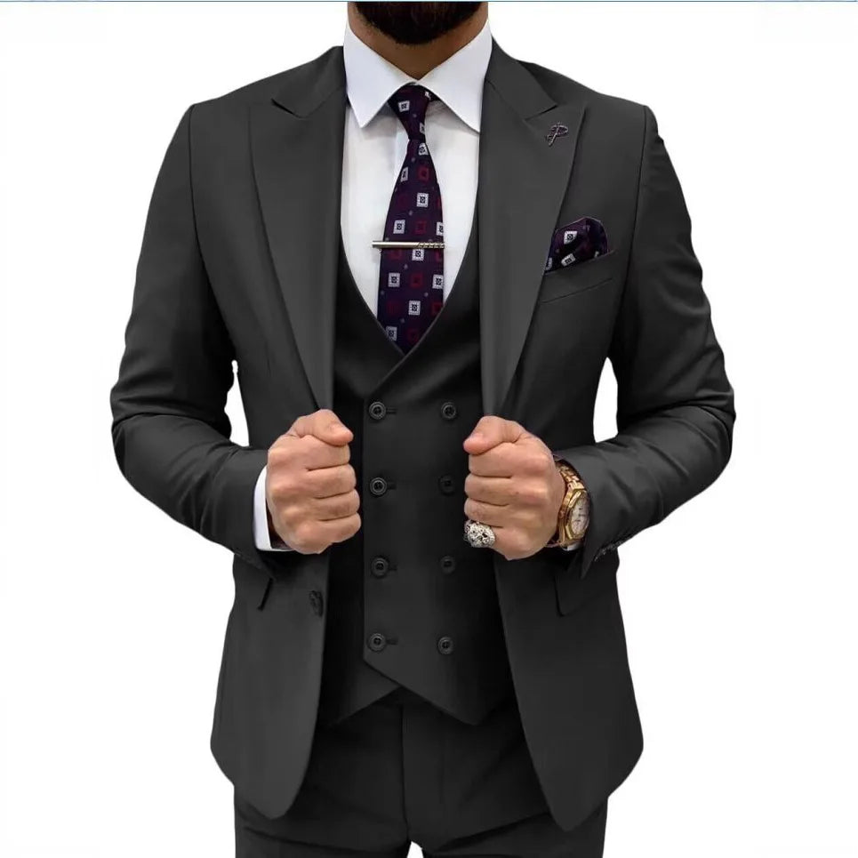 Latest Olive Green Men Suits for Groom 3 Piece Classic Wedding Tuxedo Notched Lapel Best Man Slim Fit Blazer Trajes De Hombre