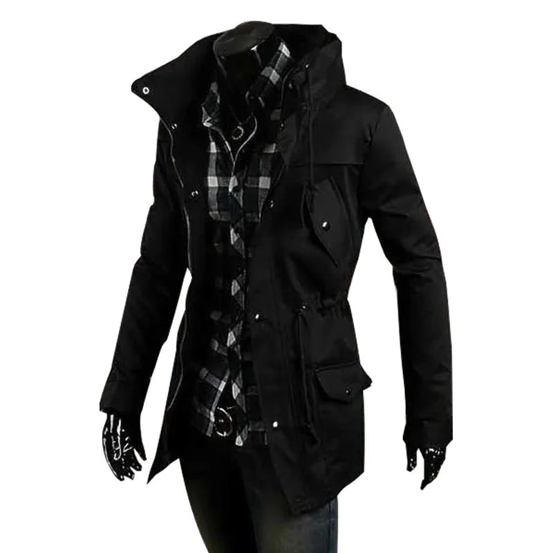 Men's Jacket Coat Foreign Trade Trench Coat Winter Fleece Cargo Trench Coat Men's Mid-length Double-layer Collart Mens Jacket
