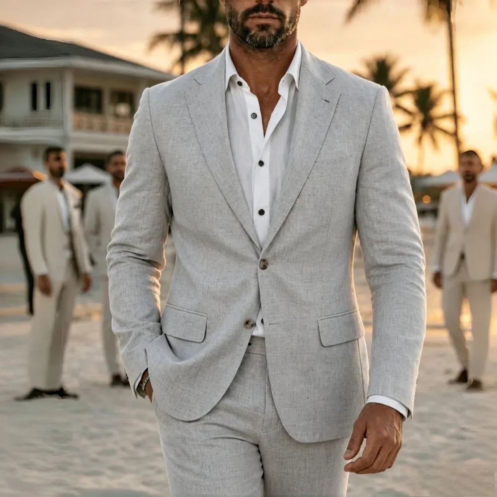 2 Pieces Lightweight Linen Suit Separates Jacket with Pants for Men Summer Wedding Groom Tuxedo Vestidos Madre Del Novio 2026