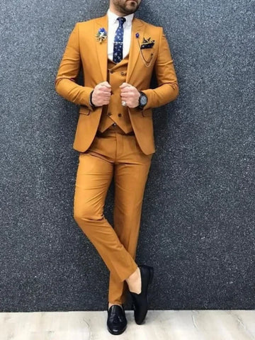 Three-piece  Men Suit Spring and Autumn High Quality Custom Made Business Wedding PromBlazer Sets Slim Fit Costume Homme