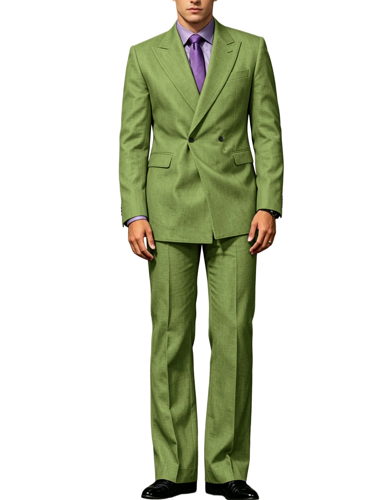 Vintage Men's Beige Linen Suit Notched Lapel Double Breasted Formal Blazer Set Summer Lightweight Wedding Party Trousers Suit Fo
