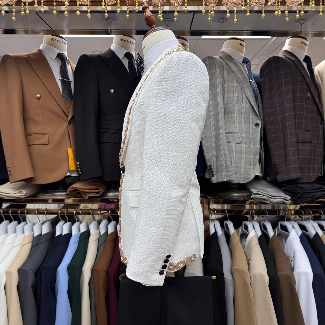 2025 Premium Cross-border Men's Suit Set for Work on-hand High-end 2025 Spring and Summer New Fashion 3-piece Suit