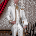 Fashion Printed Suit Three Pieces Slim Fit Stand Collar Elegant Male Clothing Gentleman Wedding Groom Tuxedo Custom Man Set