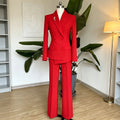 Double Breasted Formal Women's Suits New Style For 2026 Red Luxury High Quality 2 Pieces Jacket Pants Fashion Trousers Sets