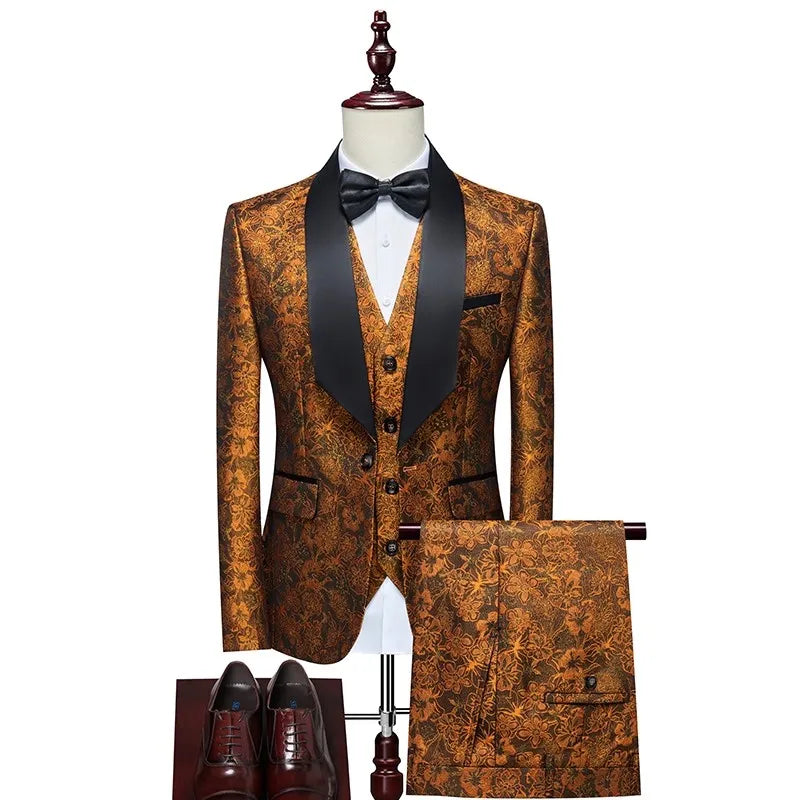 New Tuxedo 3 Piece Suit, Men's Groom's Suit, Top + Vest + Pants