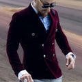 Burgundy Velvet Smoking Jacket For Men Slim Fit Double Breasted Casual Suit Blazer 1 Pcs Groom's Fashion Coat 2025