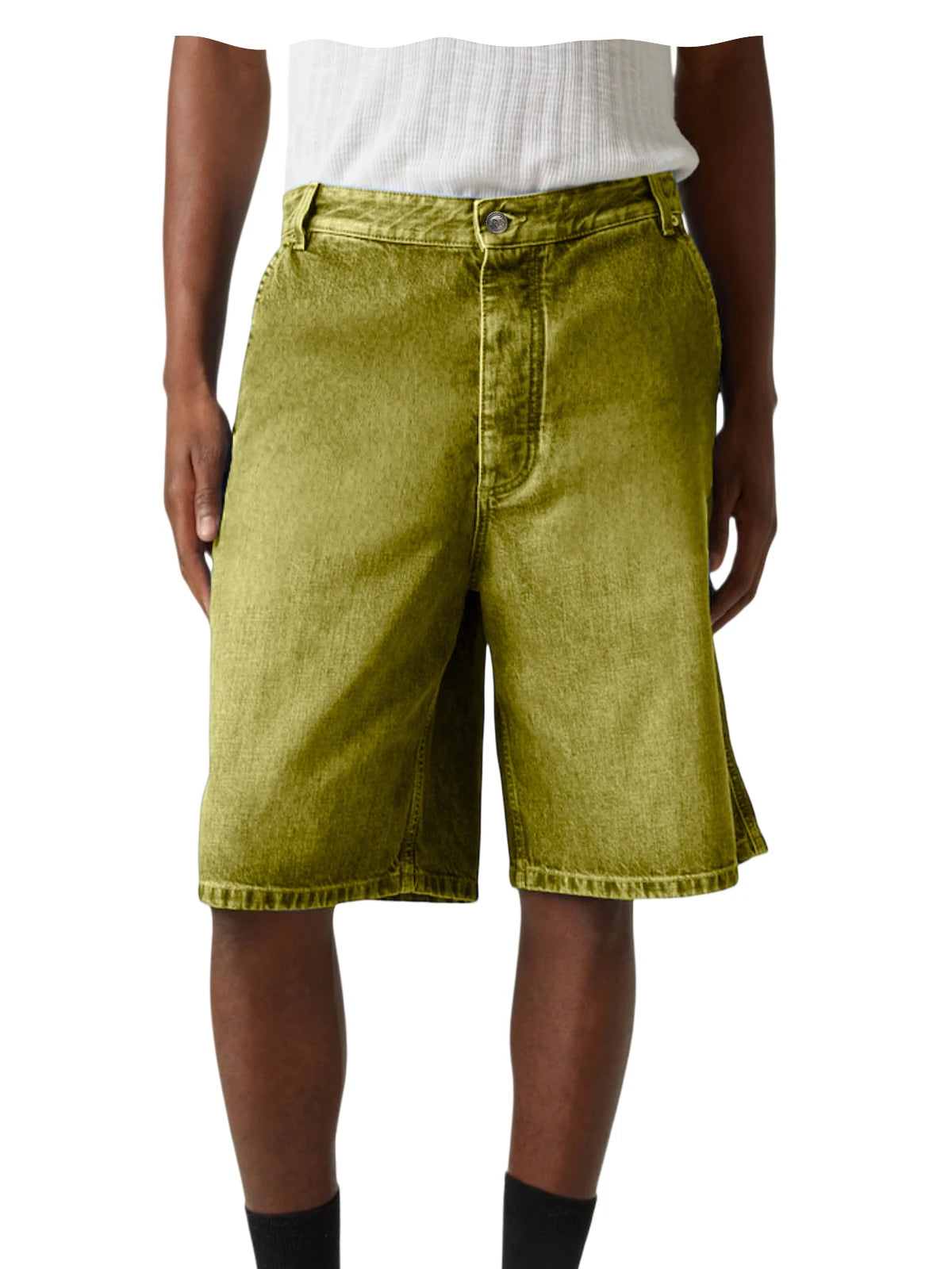 Men's Light Blue Denim Shorts Loose Fit Casual Straight Leg Jean Shorts Summer Breathable Cotton Denim Shorts for Daily Wear