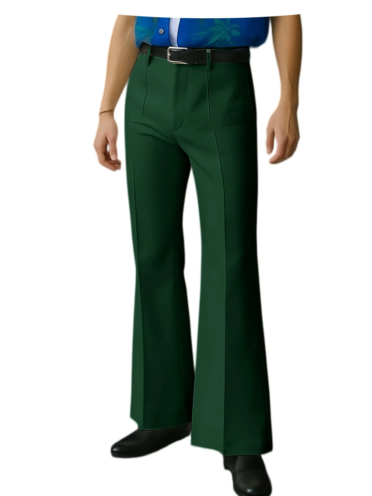 Vintage Men's Flare Pants High Waist Pleated Suit Trousers Formal Business Bell Bottom Pants For Casual Party Wedding Streetwear