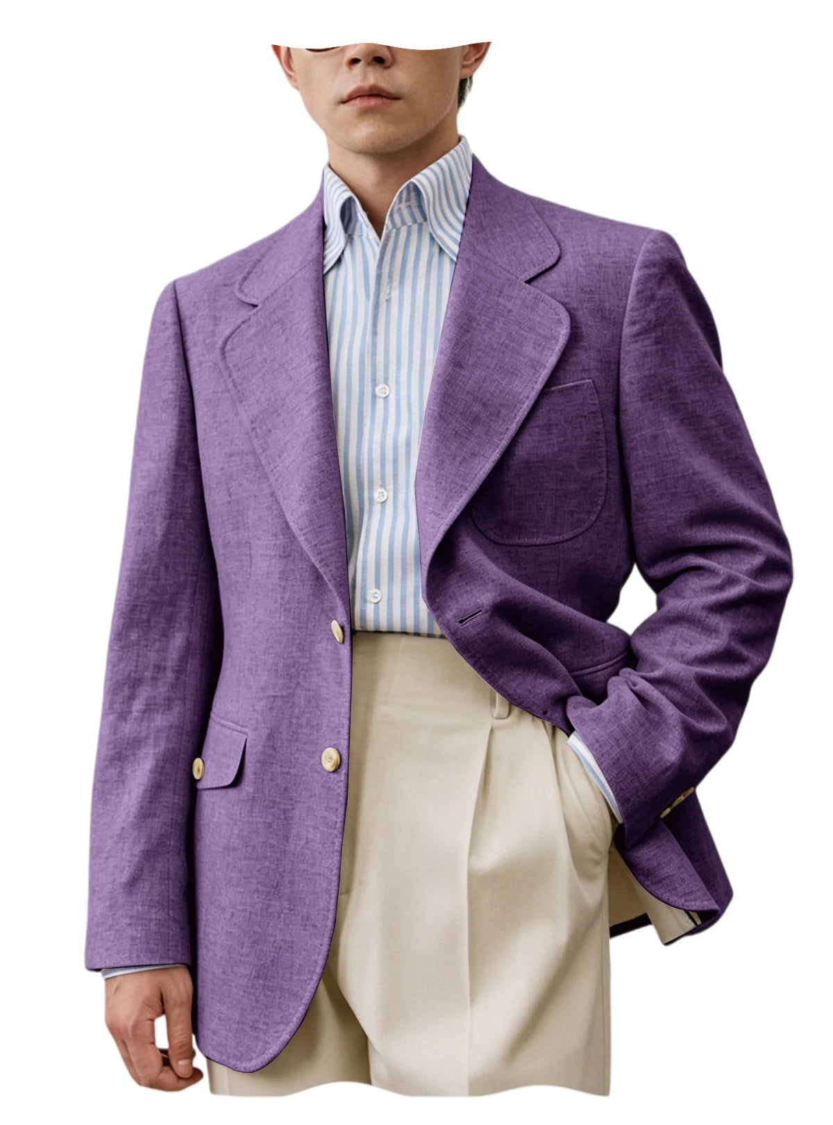 Men Natural Linen Blazer Suit Jacket Breathable Slim Fit Single Breasted Business Office Wedding Party Smart Casual Outerwear