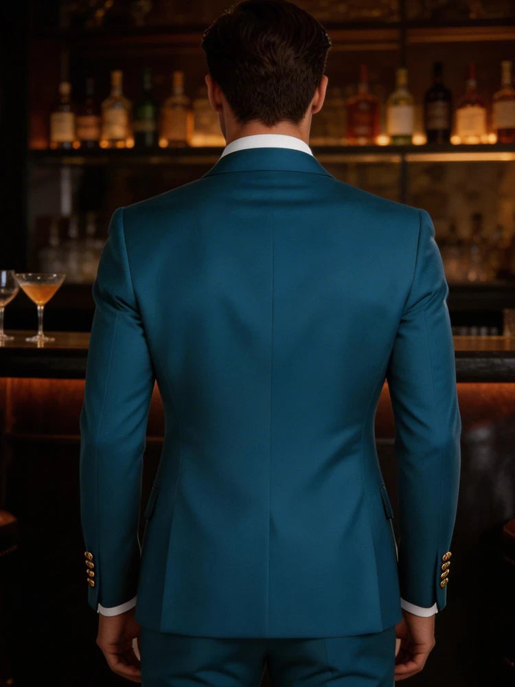 Men's Double Breasted Tuxedo Suit Shawl Lapel Slim Fit 2 Piece Blazer & Pants Formal Business Luxury Suits Casual Wedding Groom