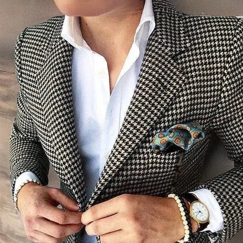 Plaid Suit Jacket For Men 1 Pc Notch Lapel Houndstooth Business Blazer For Wedding Party Fashion Coat XS-5XL Ready to Ship 2025