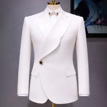 Peak Lapel White Men's Suit Single Breasted Business One Pcs Casual Men Suits Blazer Tuxedo Wedding Prom Coat Customized