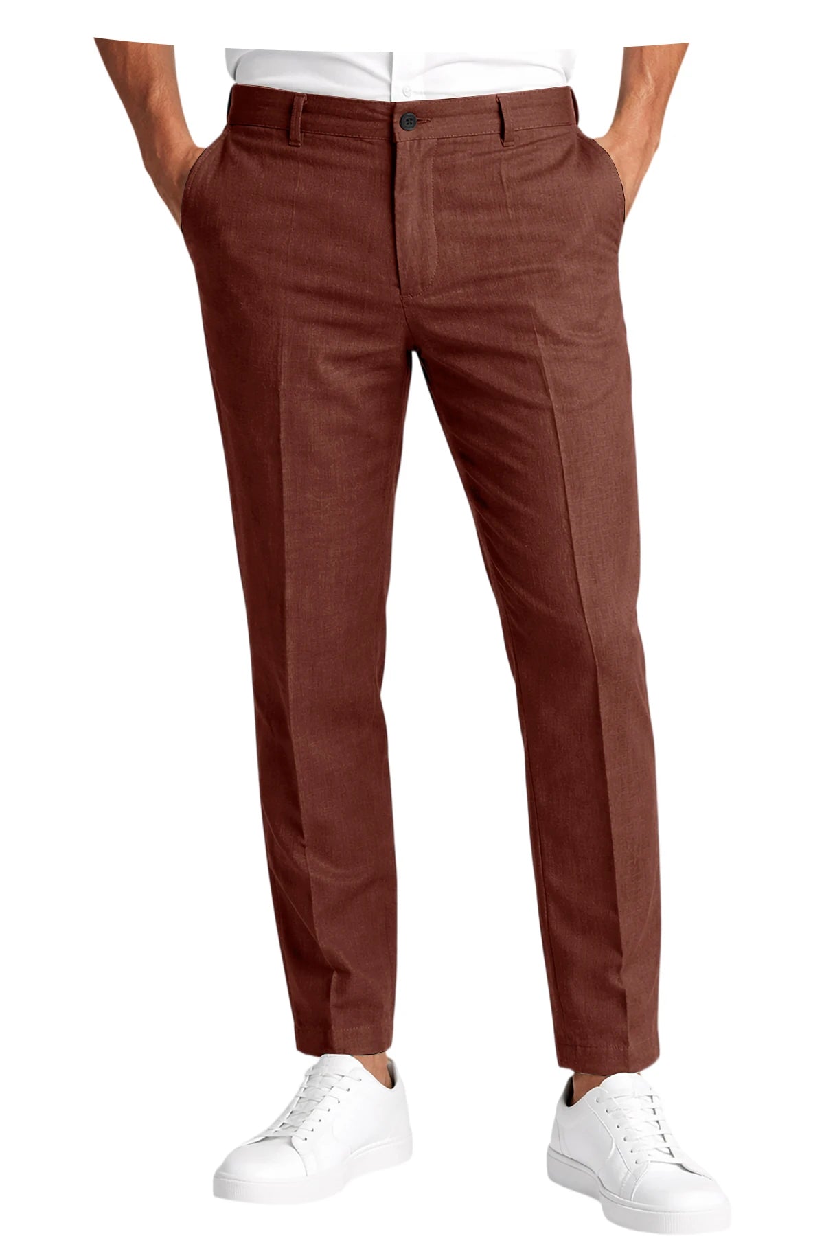 Men's Premium Linen Blend Pants Lightweight Slim Fit Wrinkle-Resistant Trousers Business Office Summer Casual Formal Wear