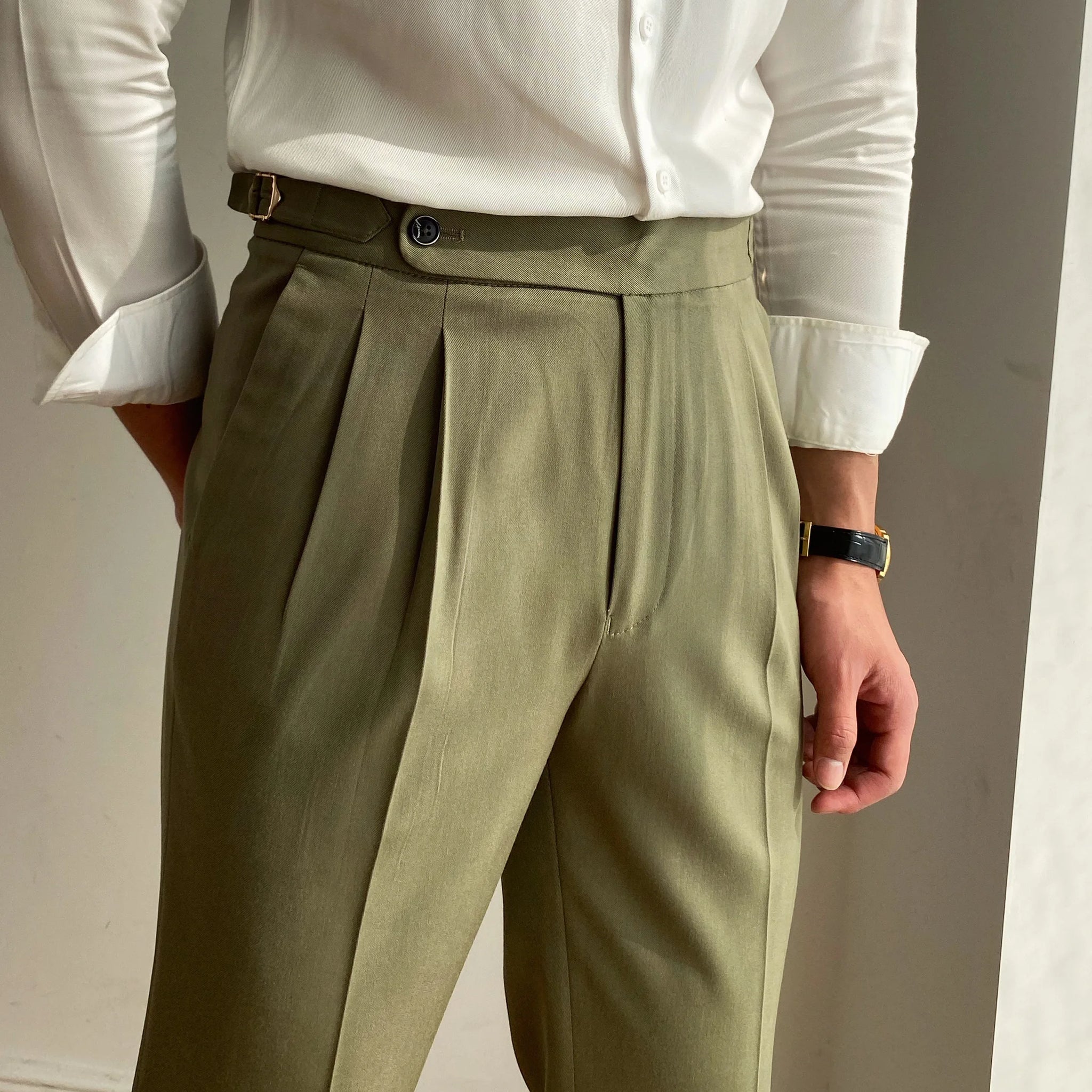 Pantaloni di lusso ad alta vita casual coreana 2021 moda versatile pantaloni lunghi versatili uomini maschi di moda per gli abiti primaverili da ufficio