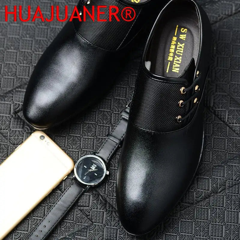 2025 Classic Men Dress Shoes Round Toe Cow Leather Business Casual Shoes Mens Wedding Shoes Oxford Formal Shoes Big Size 38-48