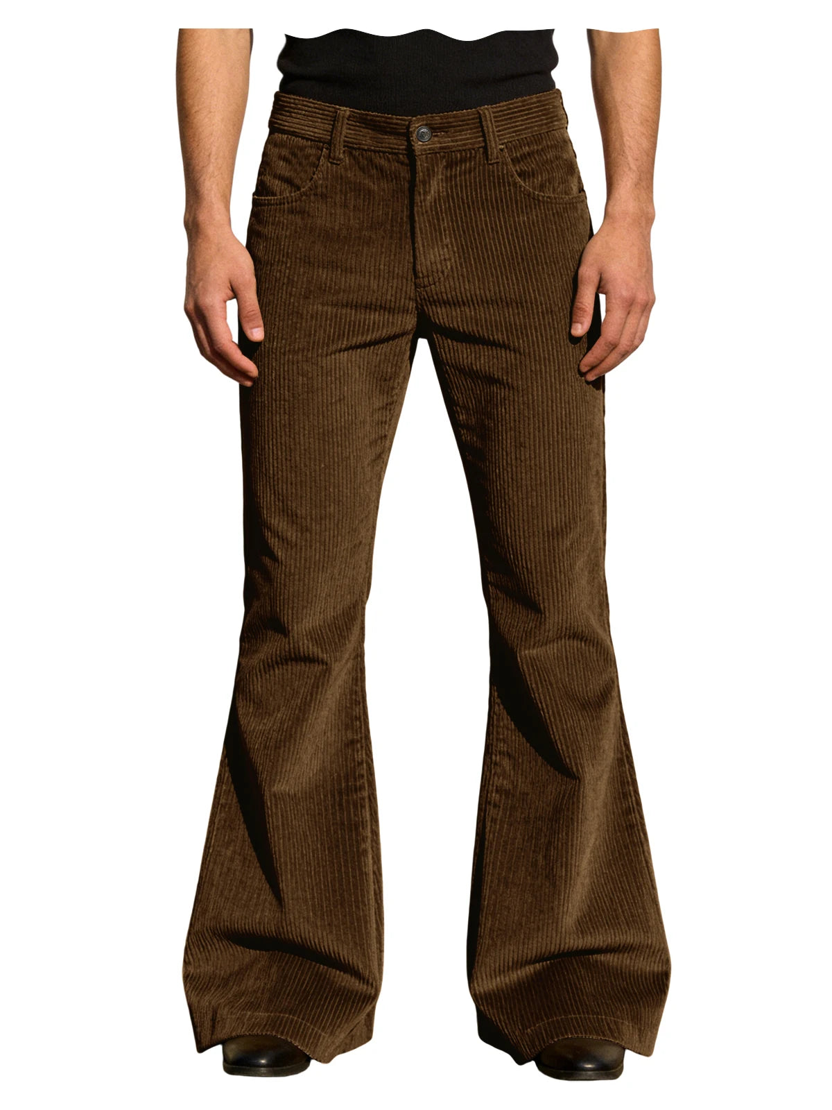 Men's Corduroy Flare Pants Vintage High Waist Bell Bottom Trousers Retro 70s Style Casual Pants for Daily Wear Streetwear