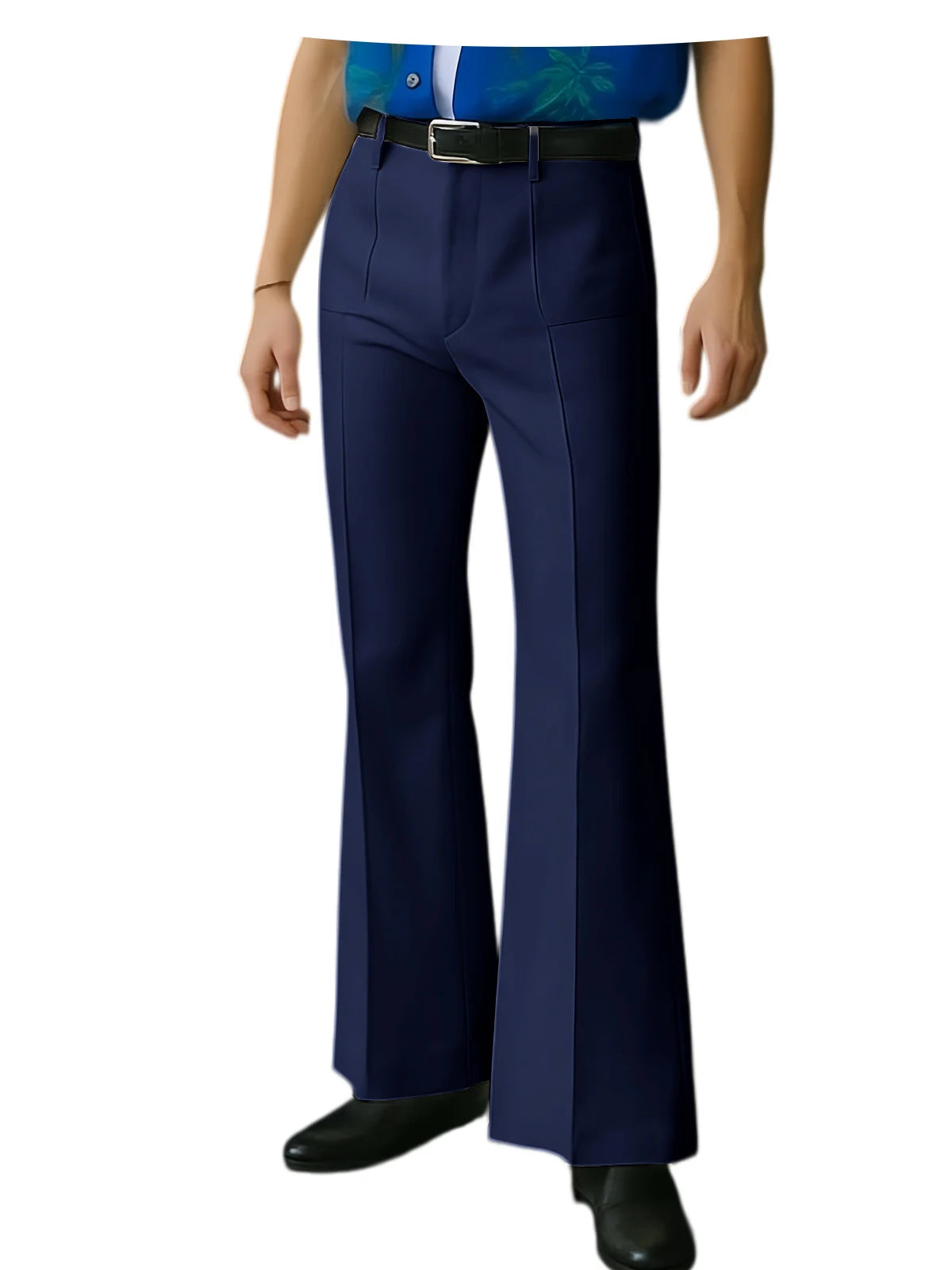 Vintage Men's Flare Pants High Waist Pleated Suit Trousers Formal Business Bell Bottom Pants For Casual Party Wedding Streetwear