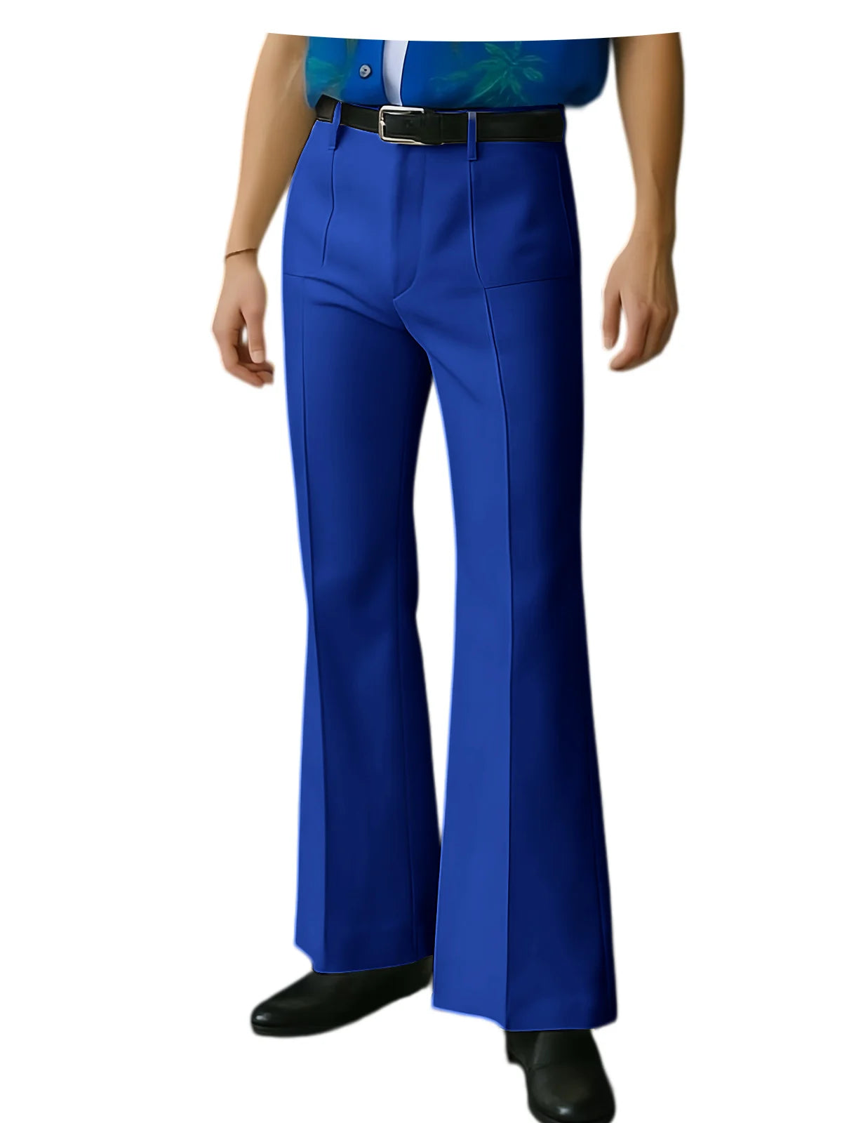 Vintage Men's Flare Pants High Waist Pleated Suit Trousers Formal Business Bell Bottom Pants For Casual Party Wedding Streetwear