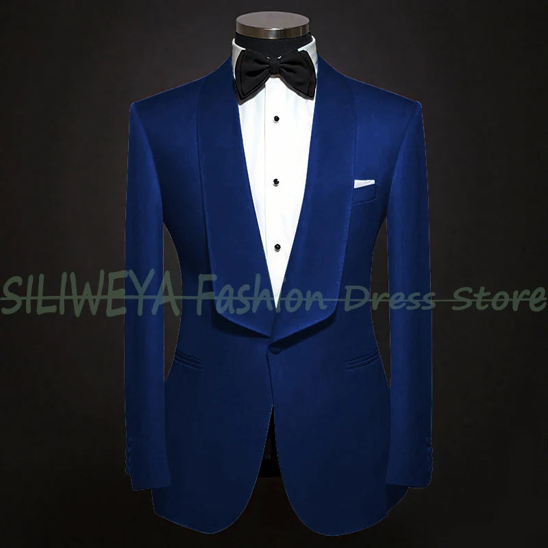 Single Breasted Men's Suit 2 Pieces Jacket Pants High Quality Male Clothing Dinner Party Tuxedo Customized