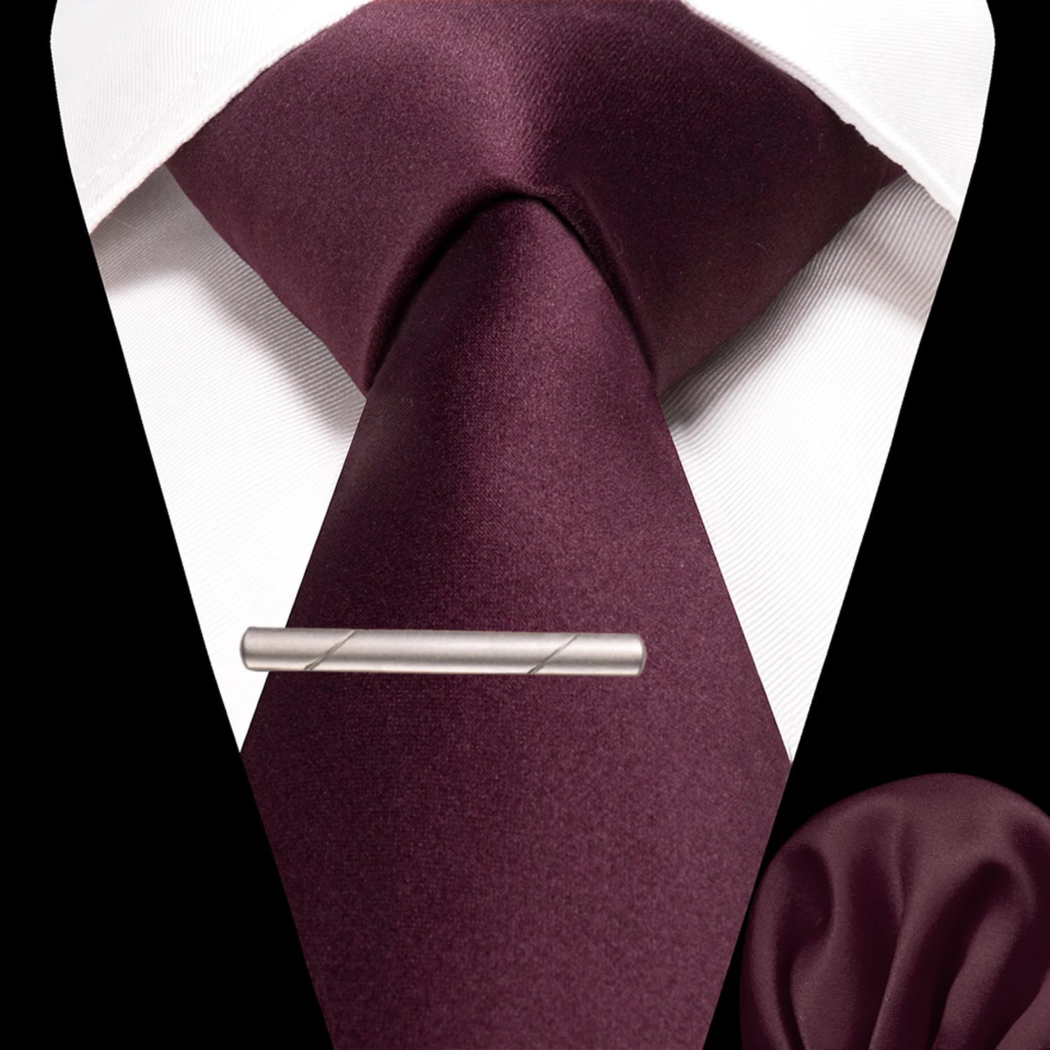 JEMYGINS Solid polyester Men Tie Handkerchief tie clip Set Blue Pink Mint Green Necktie for Wedding Party Business Accessories