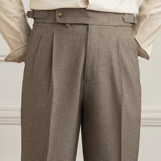 Vestido de hombre británico pantalón de cintura alta pantalones de pierna recta negocios italiano nápoles pantalones retro hombre de moda pantalones sociales pantalones