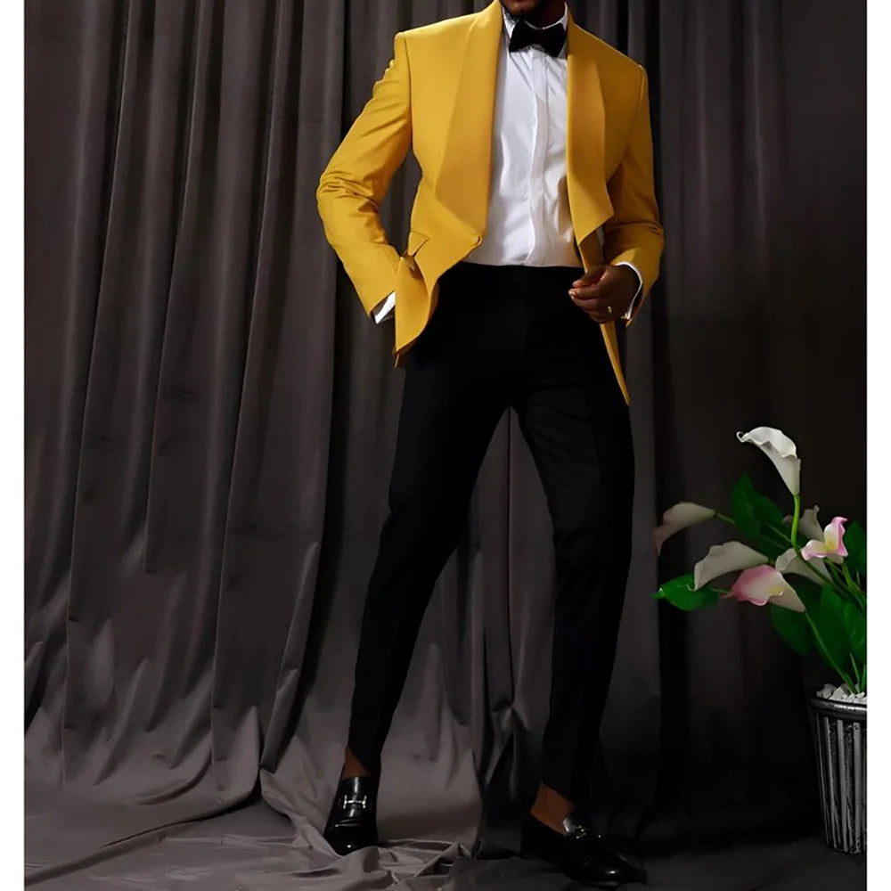 2 Pieces Men's Suit Jacket Pants Wedding Groom Groomsman Tuxedo High-end Occasion Customized Male Clothing