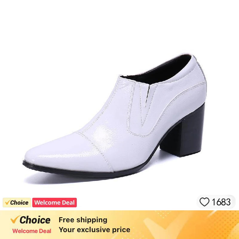 Black high-heeled men's shoes high-quality dress shoes leather non-slip business men's shoes