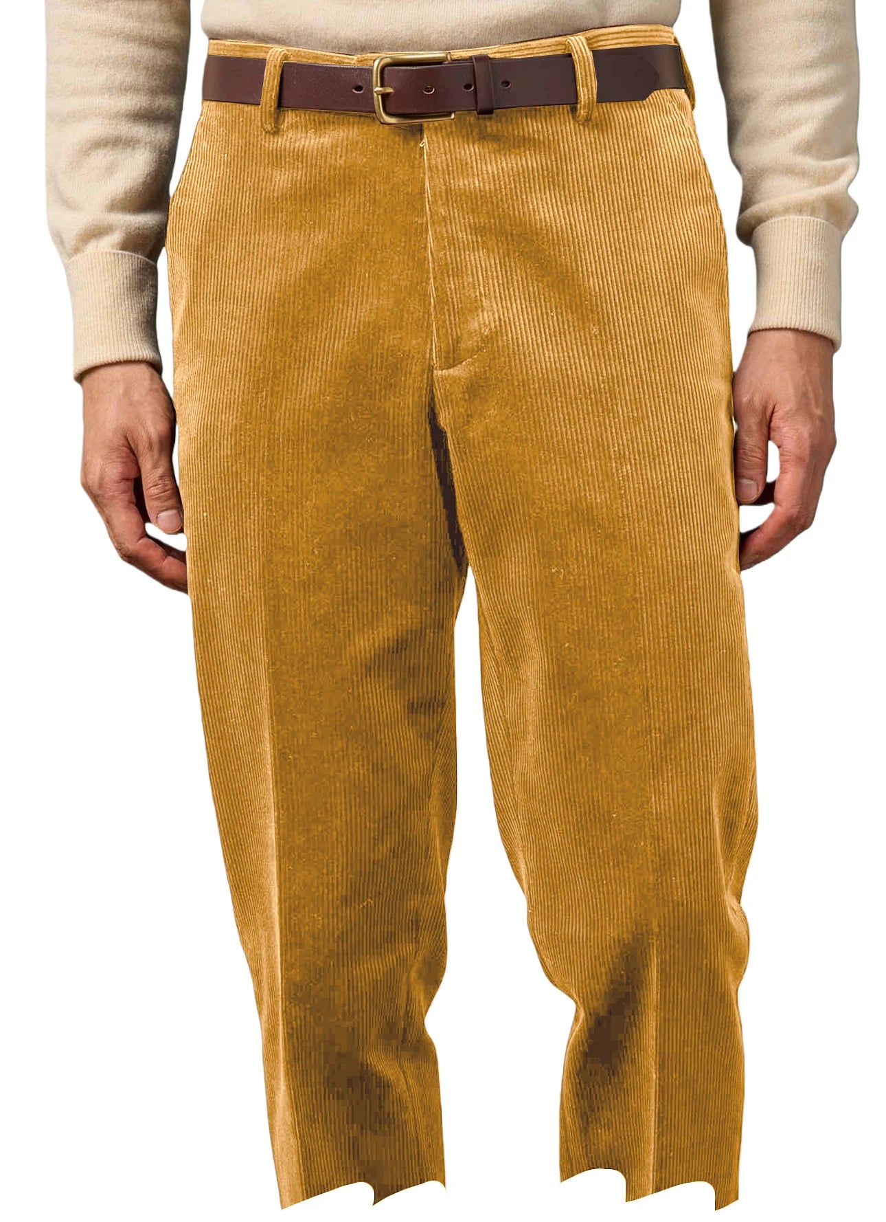 Men's Corduroy Pants High Waist Straight Classic Fit Wrinkle-Resistant Trousers For Business Casual Daily Wear Streetwear