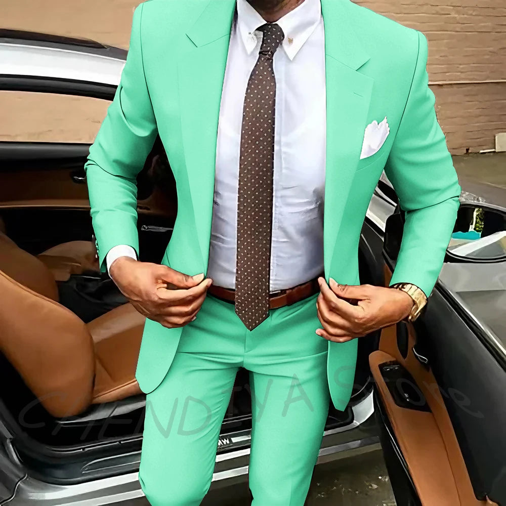 Dark Brown Men's Suits Classic Notched Lapel Slim Fit 2 Pieces Chic Single Breasted Formal Dinner Business Outfits Jacket Pants