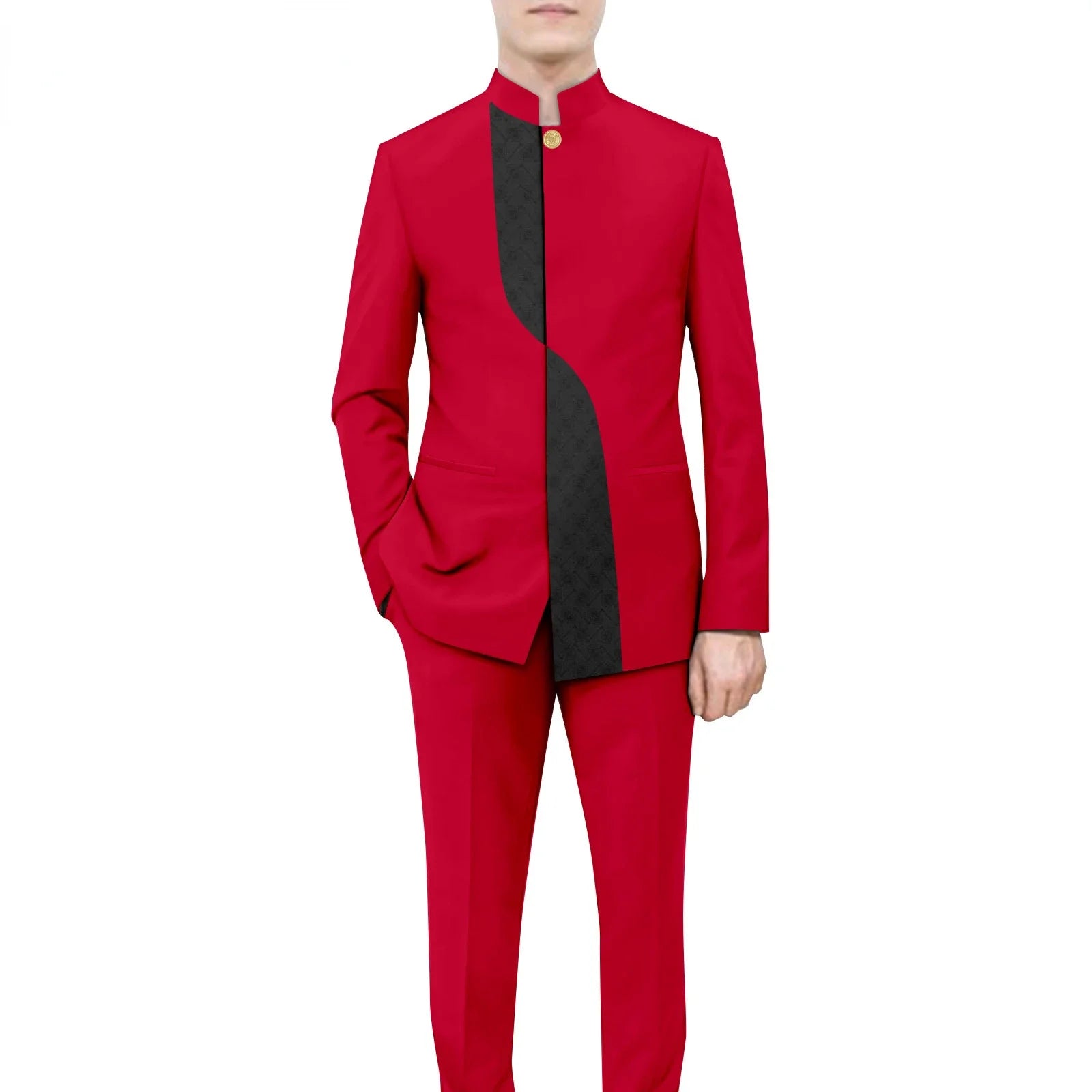 Men's Blue Wedding 2 Piece Set (Jacket + Trousers) Indian Style Birthday Valentine's Day Thanksgiving Father's Day Fashion Suit