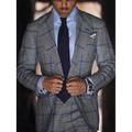 New Design Plaid Men Suits High Quality Slim Fit Notched Lapel Formal Business Male Outfit Two Pieces Wedding Set Jacket Pants