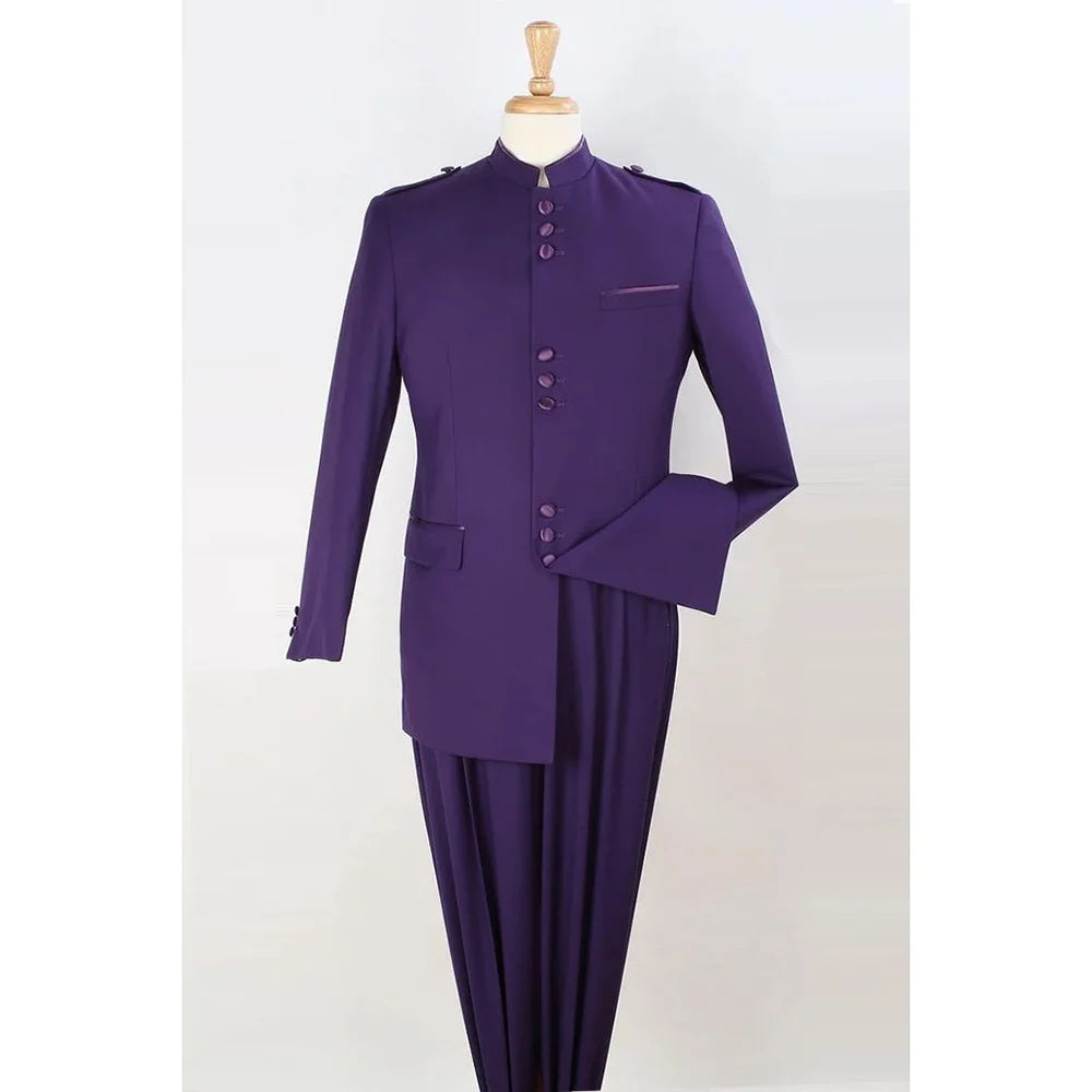 Gentle Single Breasted Stand Collar Men Suits Two Pieces (Jacket+Pants) Wedding Formal Office Fashion Man Sets