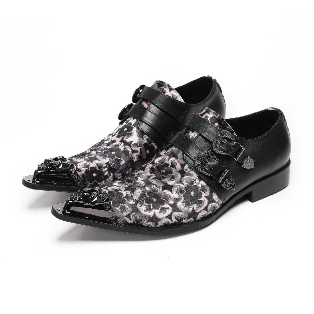 New men's Oxford shoes with buckle and large floral leather formal party and wedding shoes zapatos hombre marcas lujo