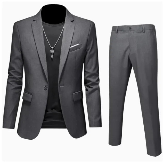 Blazer Men Suits Cardigan Outerwear Single Breasted Blazers Solid Zipper Fly Ankle Length Pants Business Summer Pockets