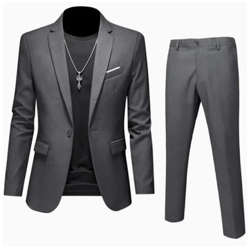 Blazer Men Suits Cardigan Outerwear Single Breasted Blazers Solid Zipper Fly Ankle Length Pants Business Summer Pockets