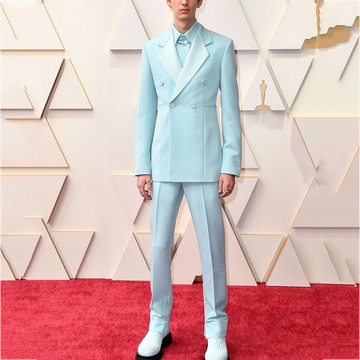 Slim Fitted Men Suits Notched Lapel Slim Solid Color Male Outfit Two Pieces Fashion Elegant Prom Party Set(Blazer+Pants)