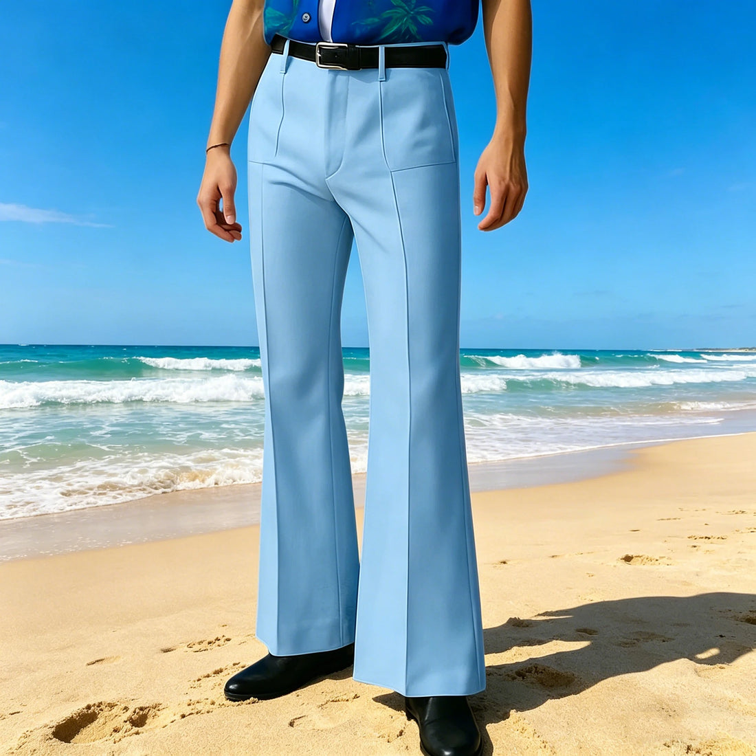 Vintage Men's Flare Pants High Waist Pleated Suit Trousers Formal Business Bell Bottom Pants For Casual Party Wedding Streetwear