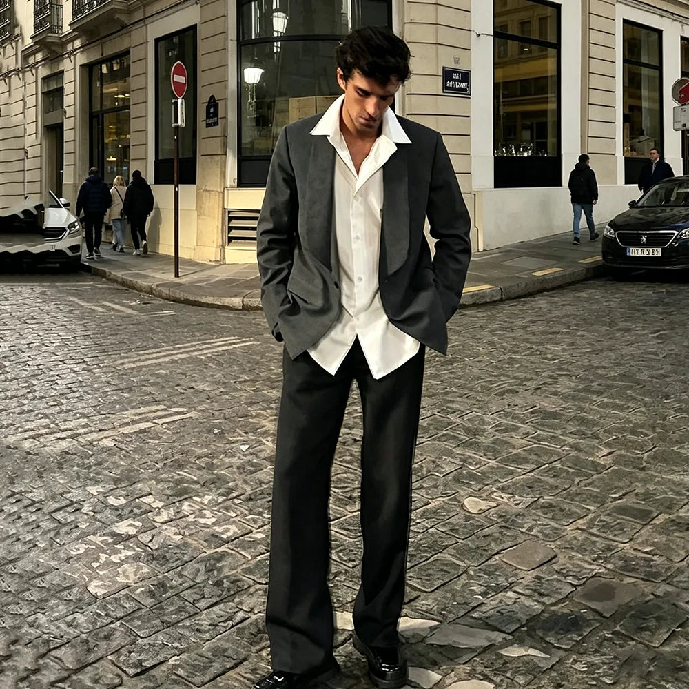 Exquisite Solid Men's Suit For Wedding Classic Business Casual 2 Pieces Set Jacket Pants Fashion Trousers Trajes Para Hombre