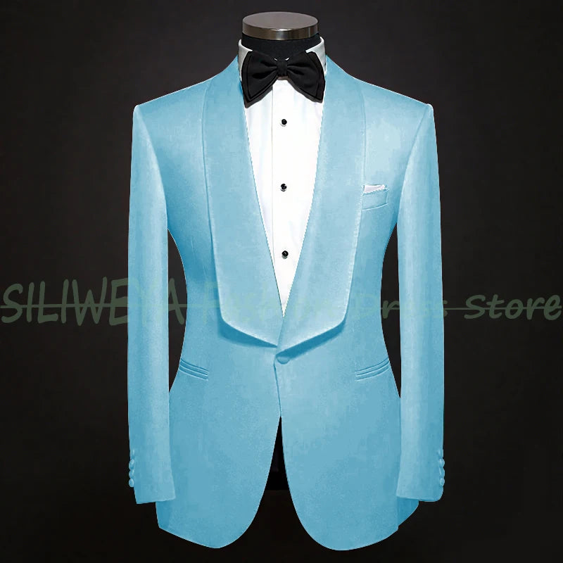 Single Breasted Men's Suit 2 Pieces Jacket Pants High Quality Male Clothing Dinner Party Tuxedo Customized