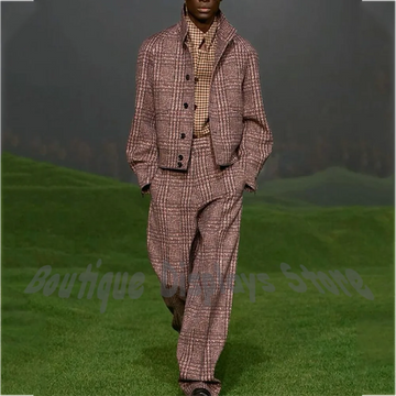 Classic Stand Collar Men's Suit Two Pieces Jacket Pants Single Breasted High Quality Formal Dinner Party Prom Luxury Suit