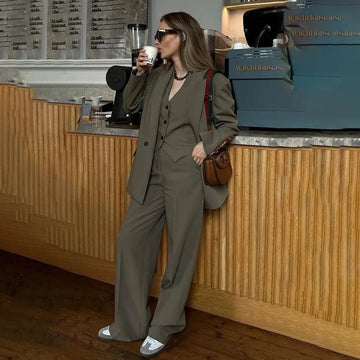 Office Business Suits Set Chic Outfits Autumn Jacket Pants Vest Smart Casual 3 Pieces Female Suit Trajes De Mujer Elegante