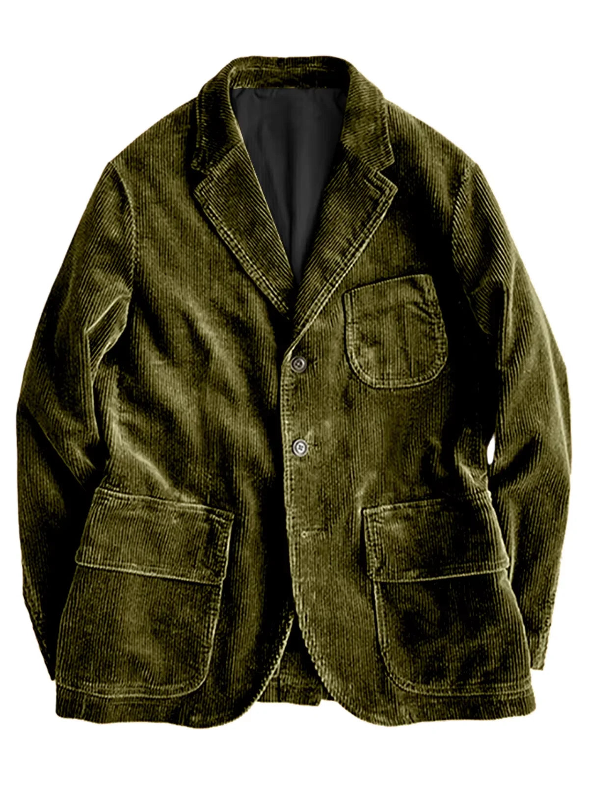 Vintage Men‘s Corduroy Safari Jacket Brown Notched Lapel Slim Fit Flap Pocket Fashion Casual Sport Coat For Office Daily Wear