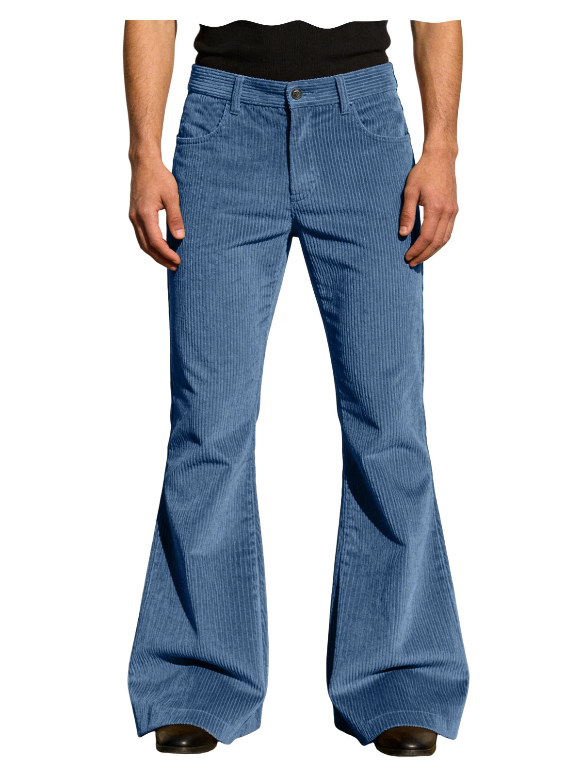 Men's Corduroy Flare Pants Vintage High Waist Bell Bottom Trousers Retro 70s Style Casual Pants for Daily Wear Streetwear