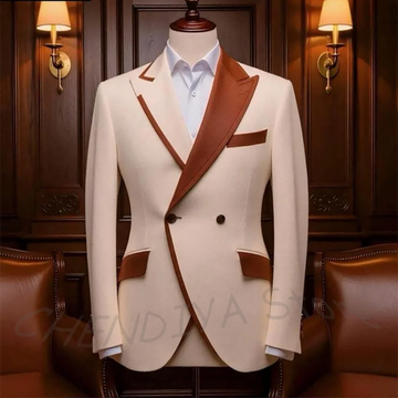 Luxury Men Suits Contrast Color Classic Design Peaked Lapel Slim Fit Business Office Formal Outfit Two Pieces Set Customized