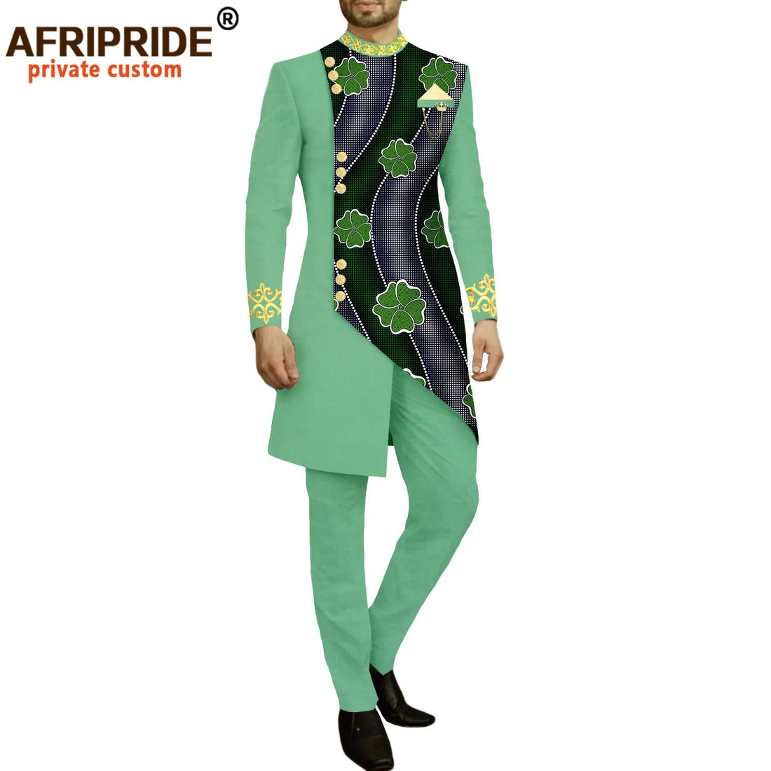 Fashion New 2025 African Family Slim-fit Two-piece Set (top + Pants) Men's Summer Sportswear Handsome Guy  Mens Clothes