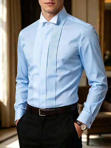 FGKKS Men Shirt New European Luxury Long Sleeve Smart Casual Banquet Elastic Wrinkle-free Male Business Dress Shirts