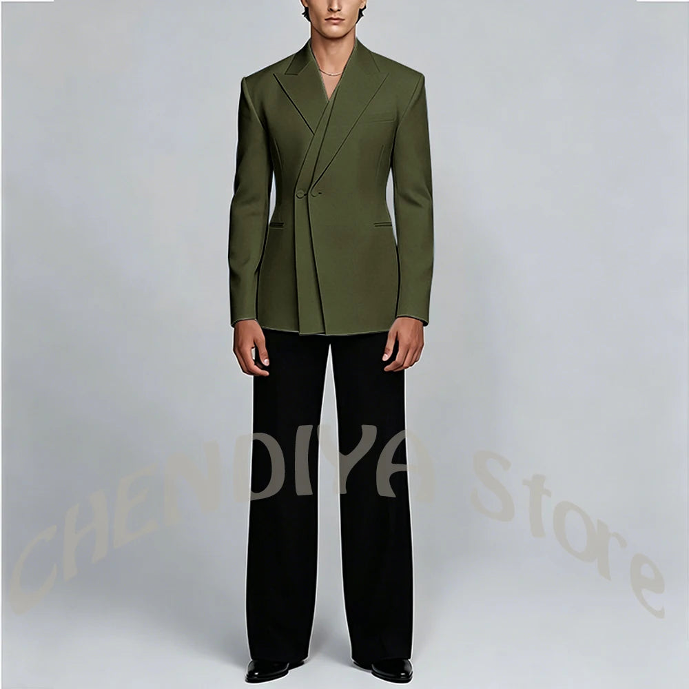 White And Black Unique Suits For Men Groom Wedding Handsome Peaked Lapel Double Button Prom Party Formal Elegant Male Set