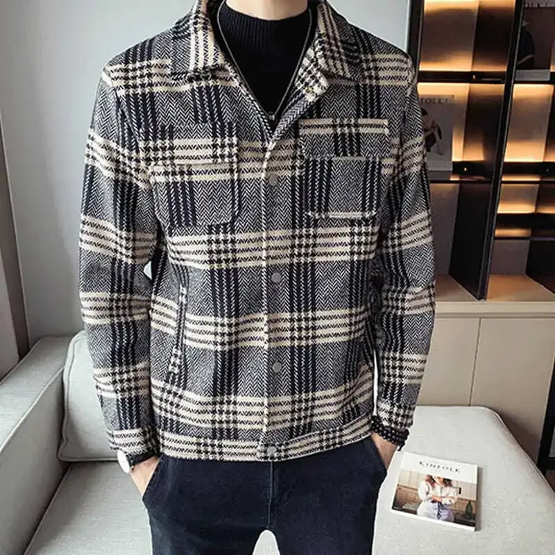 Veste marron pour hommes Chinese Slim Slim Plaid Hous et Blazers Coats Fashion 2024 Elegant Luxury Designer Classic Casual