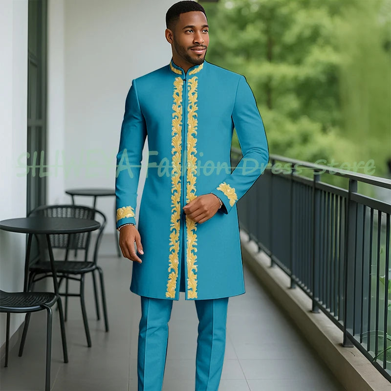 High Quality Men Retro Figure Slim Fit Tuxedo Prom Suit Fashion White Male Groom Wedding 2 Pieces Blazer Set